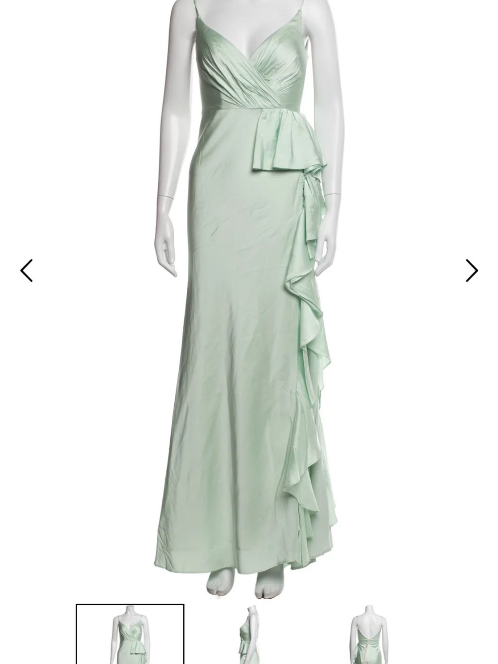 Mac Duggal Mint Green Ruffle-Detail Evening Gown